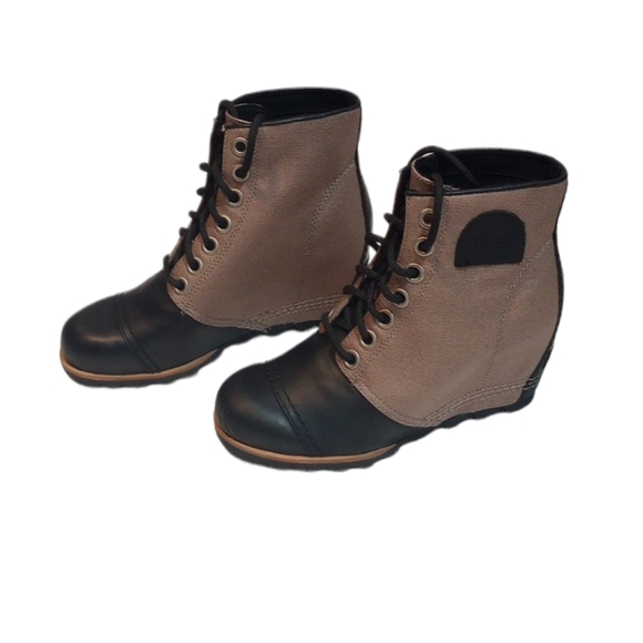 Sorel Shoes - Sorel Womens PDX Wedge Boot Sz 7 Tan Neutral Winter Lace Up Black Cold Cozy Fall